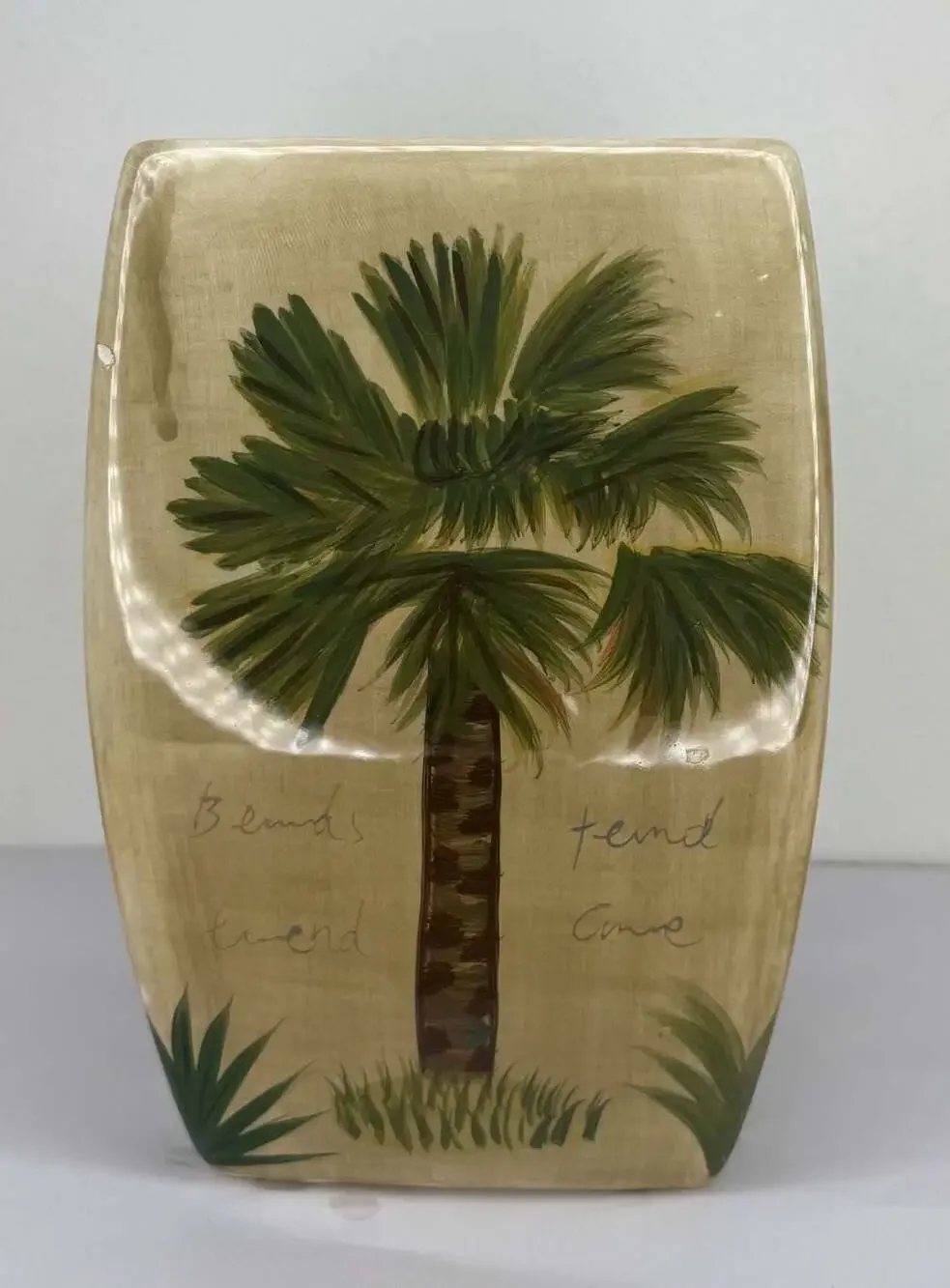 Tabletops Unlimited Bora Bora Palm Tree Ceramic Square Canister
